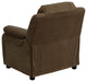 Deluxe Padded Contemporary Brown Microfiber Kids Recliner With Storage Arms