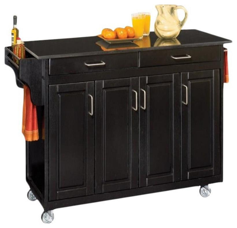Homestyles Create-a-Cart Wood Rolling Kitchen Cart in Black