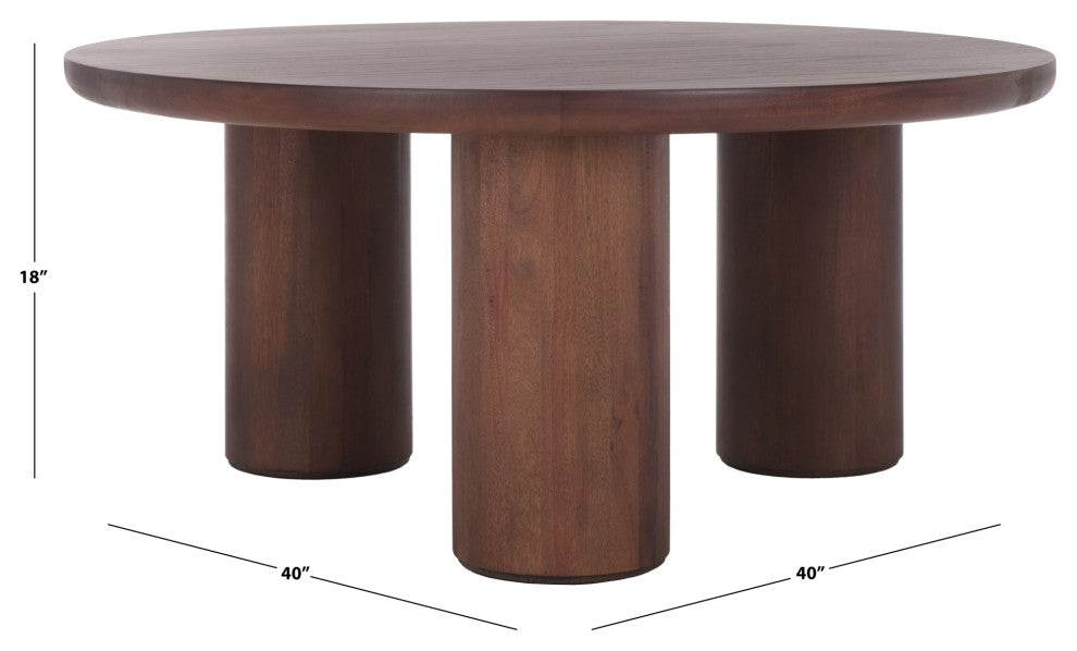 Safavieh Mork 3 Leg Round Coffee Table, Brown