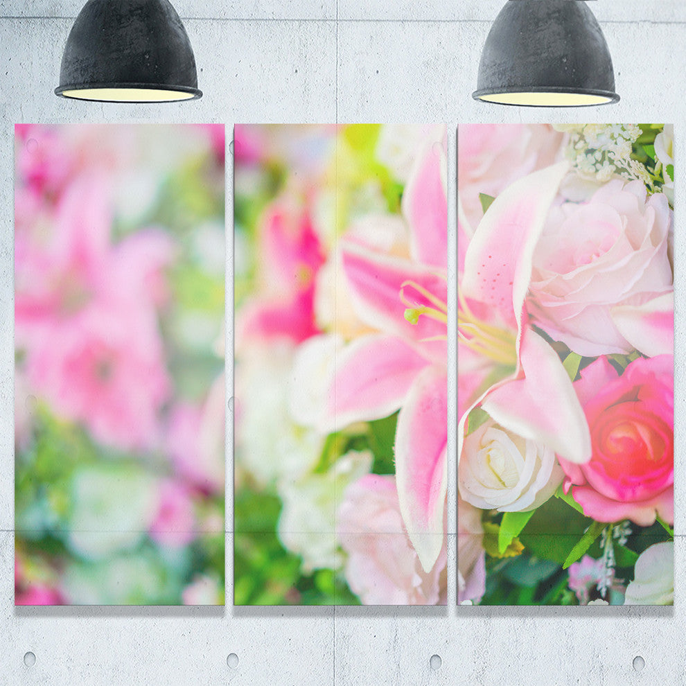 "Beautiful Lily Flowers in Bouquet" Metal Wall Art, 3 Panels, 36"x28"