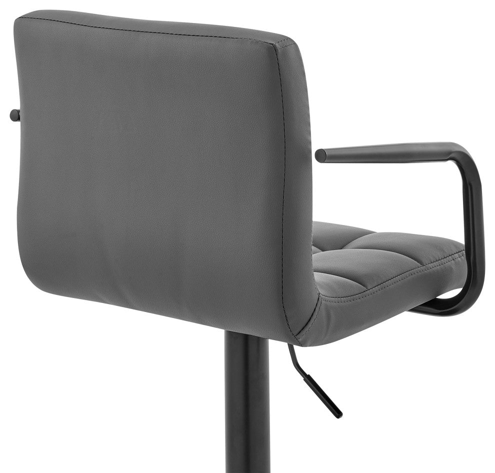 Laurant Adjustable Gray Faux Leather Swivel Bar Stool