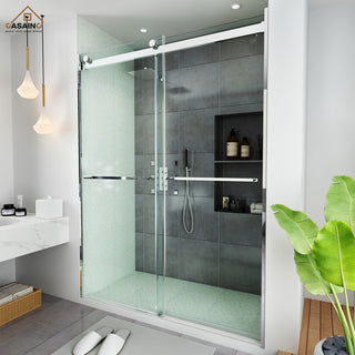 60-in x 76-in Frameless Sliding Shower Door, Chromed