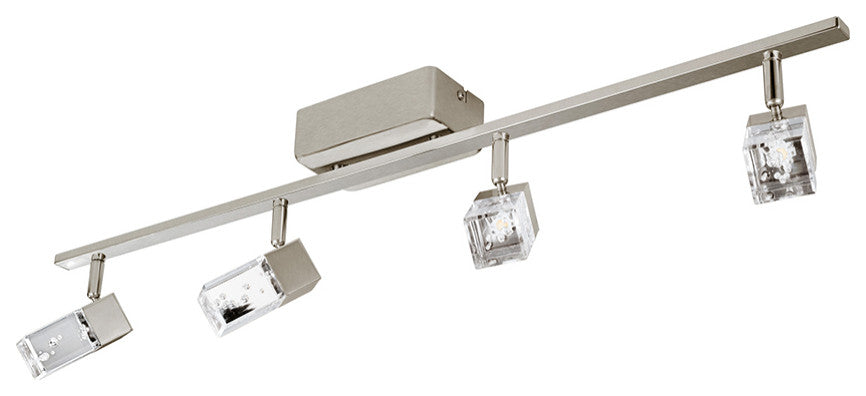Cantil, 4-LED Track Light, Matte Nickel Finish, Clear Acrylic Shade