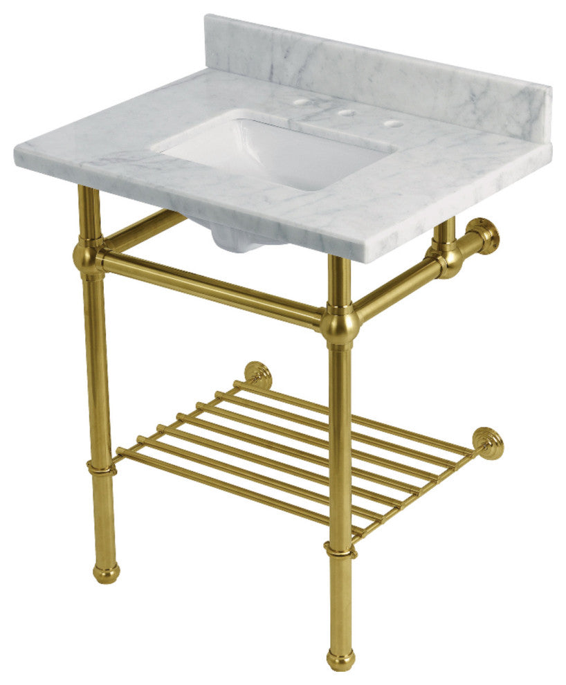 KVPB30MBSQB7 30" Console Sink with Brass Legs (8-Inch, 3 Hole)