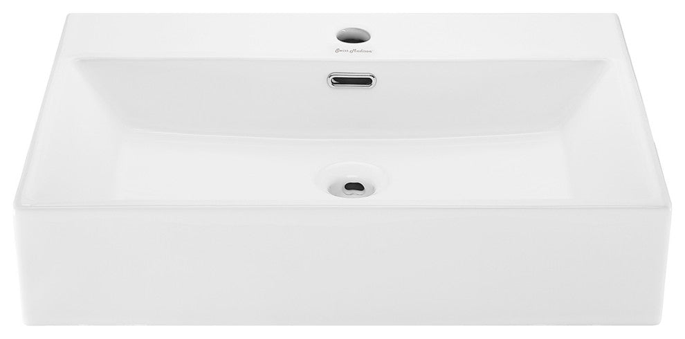 Claire 24" Rectangle Wall-Mount Bathroom Sink, Glossy White