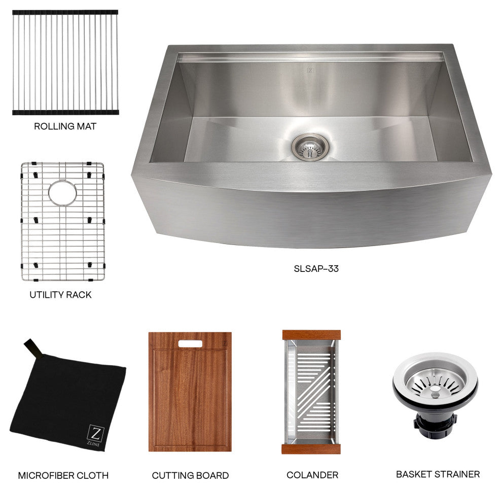 33" Moritz Farmhouse Apron Mount Single Bowl Stainless Steel Kitchen Sink