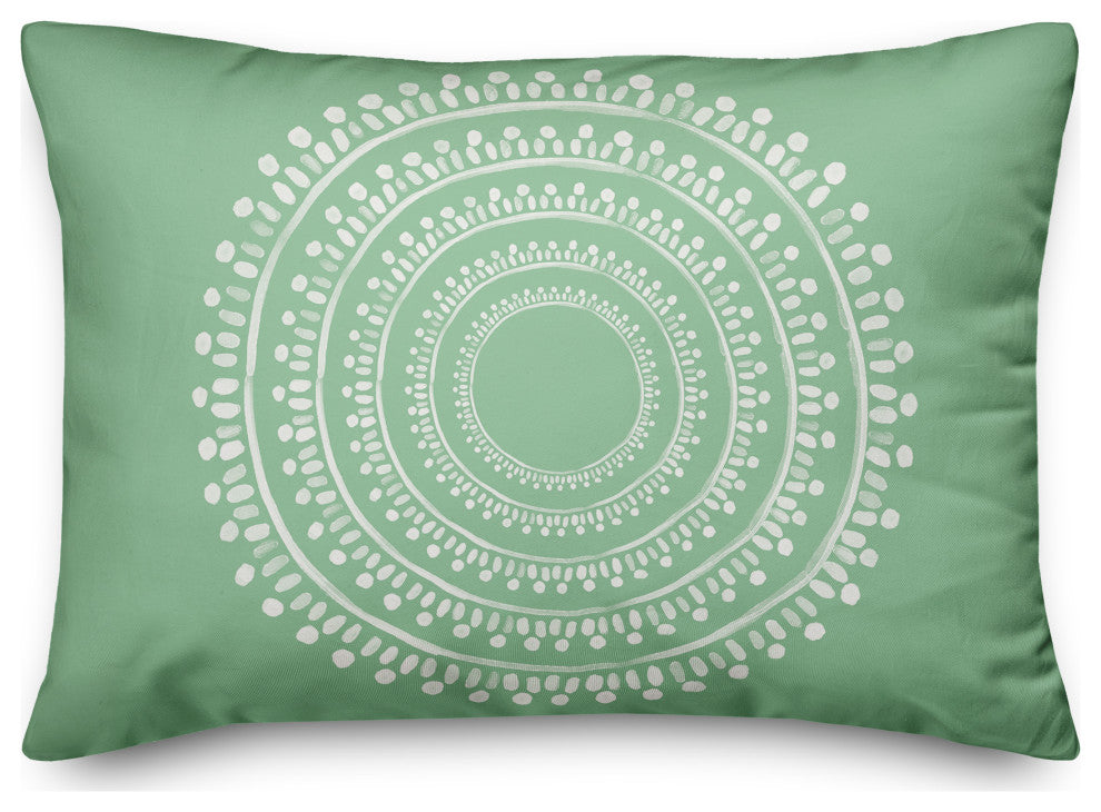 Centered Green Boho Circle 20x14 Spun Poly Pillow