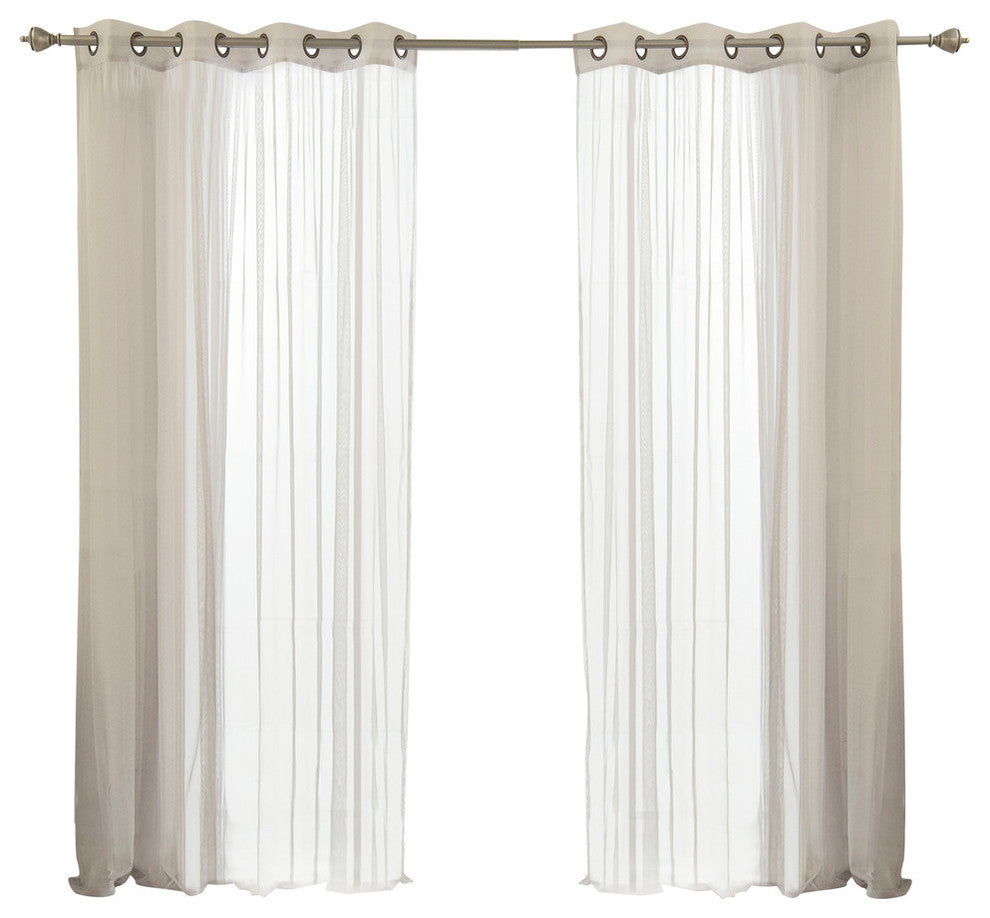 Colored Tulle Curtains, Gray, 84"