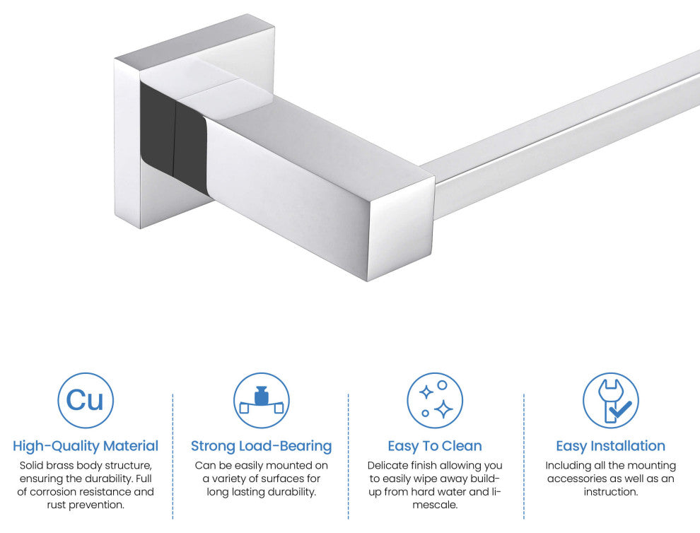 Cube 4-Piece Bathroom Hardware Set, Chrome