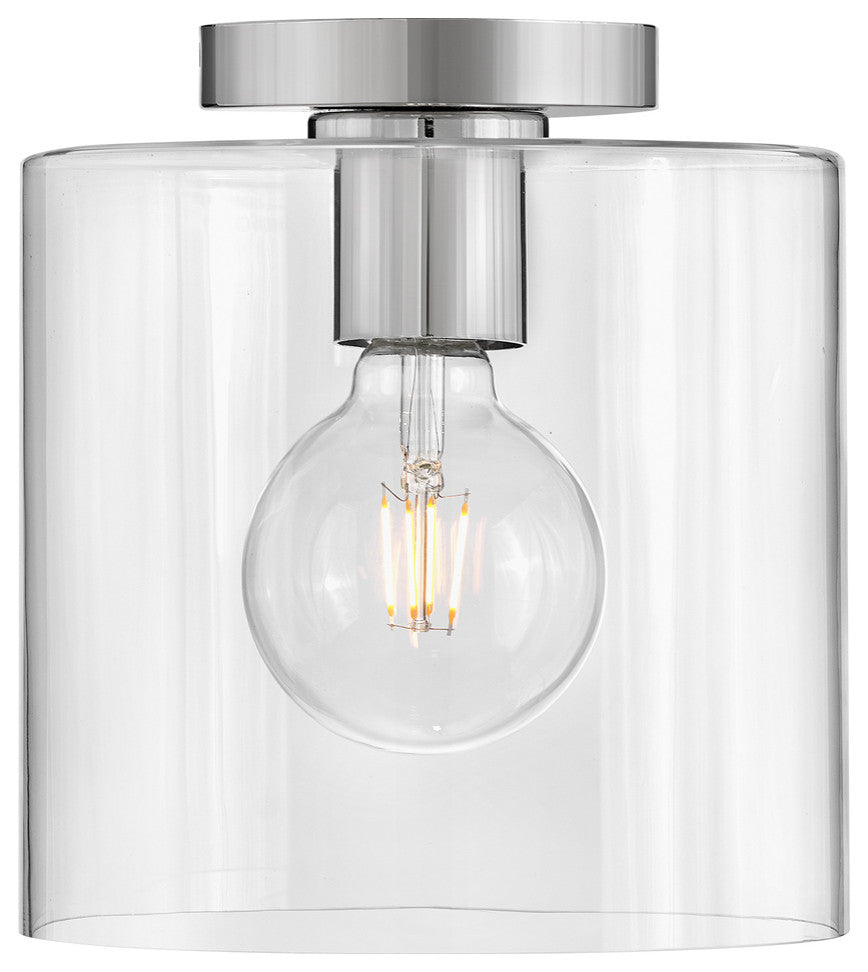 Lark Pippa 8.5" Flush Mount Ceiling Light, Polished Nickel + Clear Glass Shade