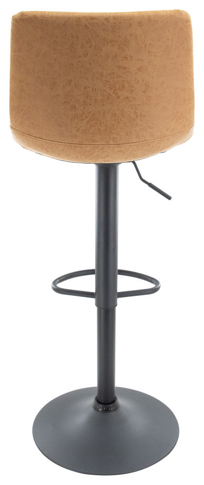 LeisureMod Tilbury Modern Adjustable Bar Stool With Footrest & 360-Degree Swivel