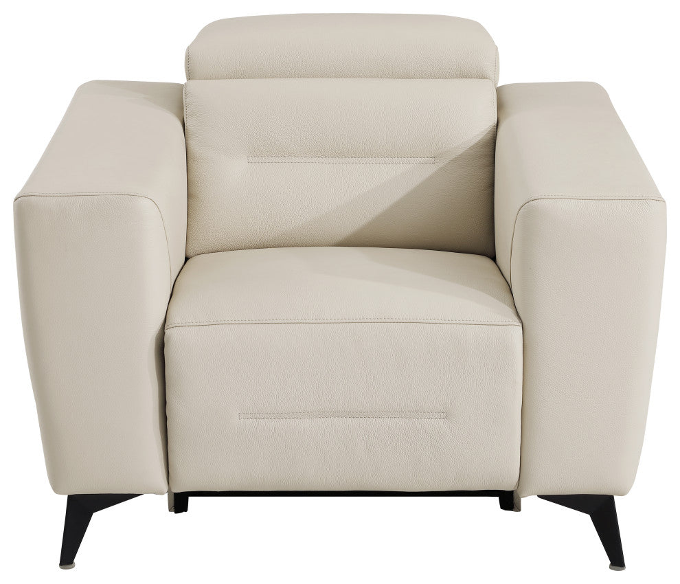Arezzo Genuine Italian Leather Modern Chair, Beige