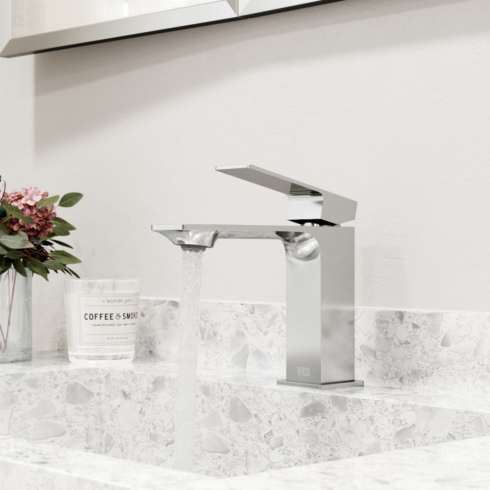 VIGO Dunn 6" H Single Handle Single Hole Bathroom Faucet, Chrome, Without Extras
