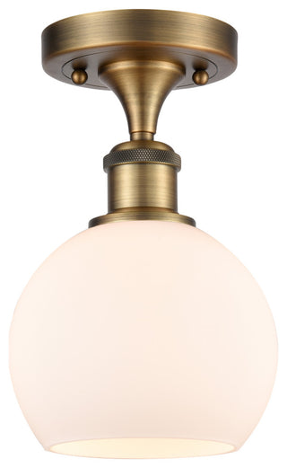 Innovations 516-1C-BB-G121-6 1 Light 6" Semi-Flush Mount, Brushed Brass