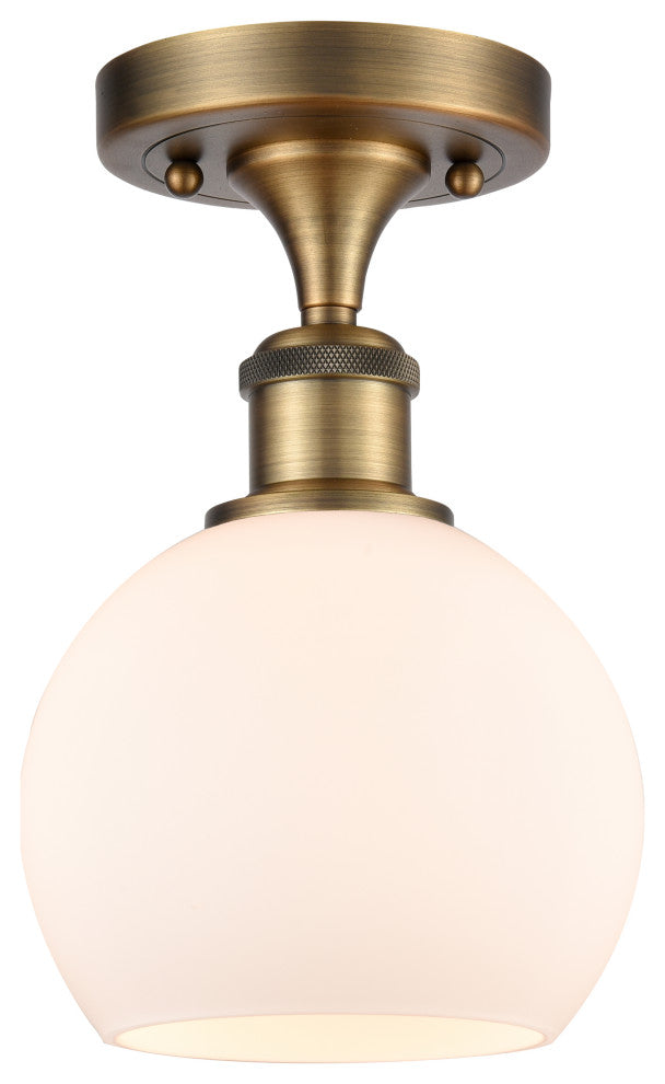 Innovations 516-1C-BB-G121-6 1 Light 6" Semi-Flush Mount, Brushed Brass