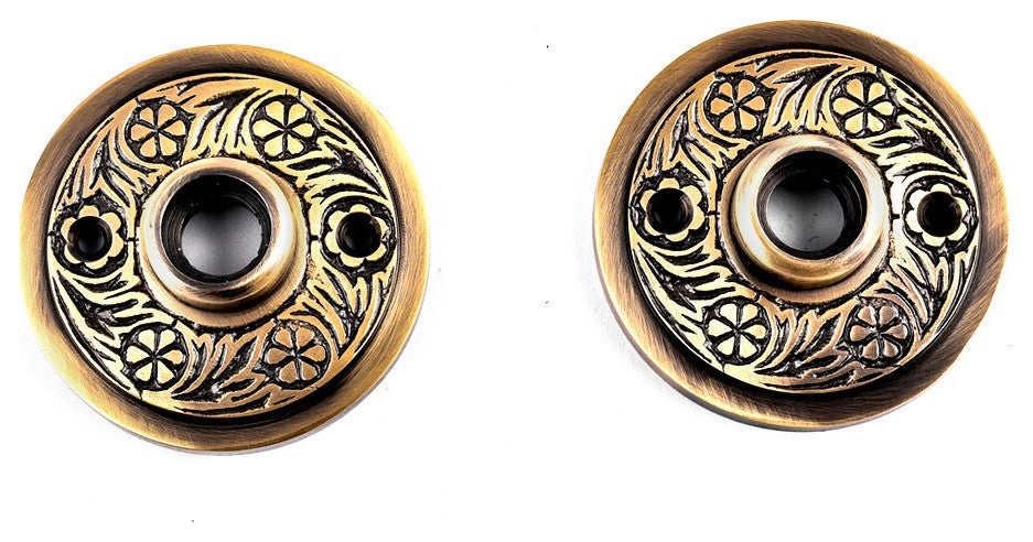 2 Pair Victorian Rosette Cast Antique Brass Door Hardware Renovators Supply