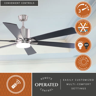 Wheelock 60" Ceiling Fan, Satin Nickel