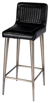 Maxwell Genuine Leather Bar Stool, Black