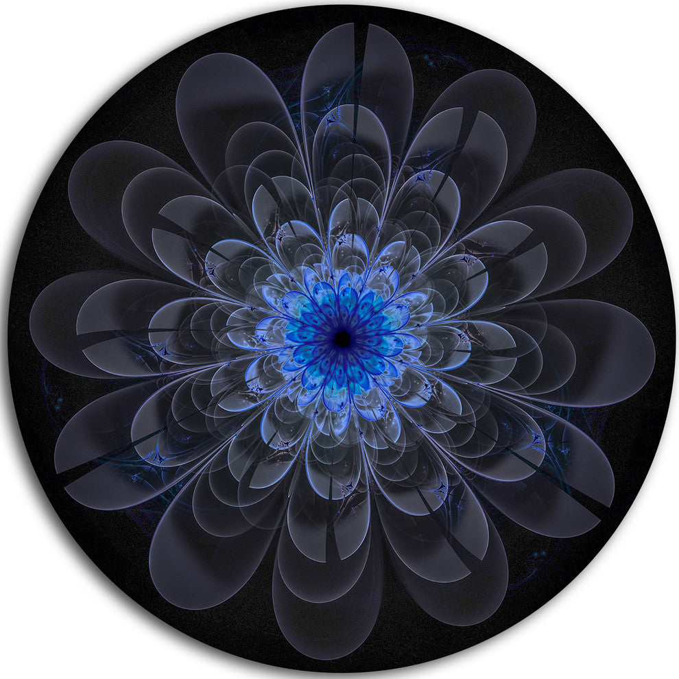 Perfect Digital Flower Art In Dark Purple, Floral Disc Artwork, 36"
