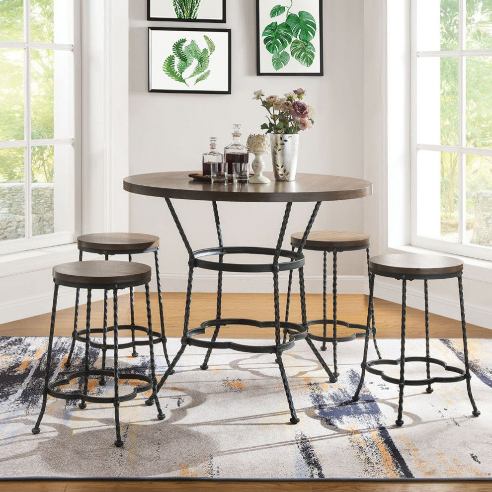 5-Piece Counter Height Set, Walnut/Antique Black