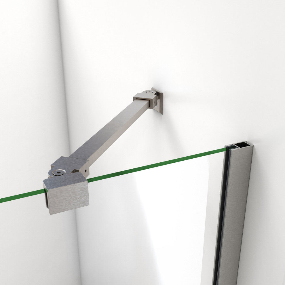 DreamLine Aqua 48" Frameless Hinged Tub Door, Clear Glass, Brushed Nickel