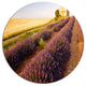 Chapel With Lavender And Grain Field, Flower Disc Metal Wall Art, 11"