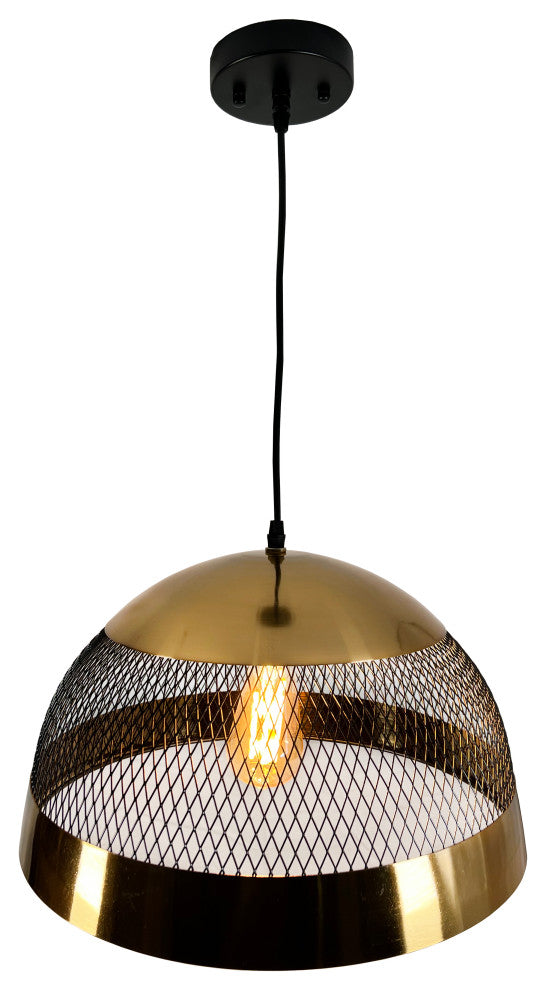Izamal 1-Light Brass & Black Dome Pendant