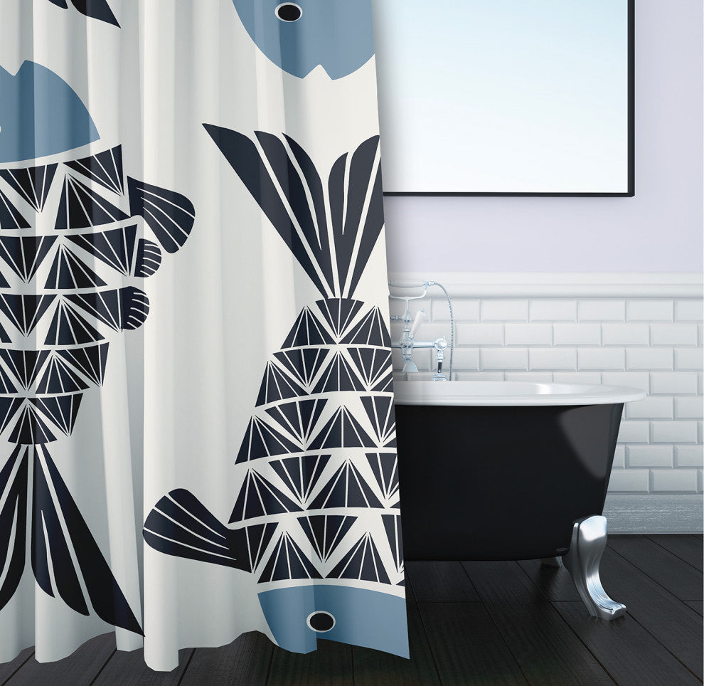 Big Fish Dusty Smoke 70" w x 73" h Shower Curtain