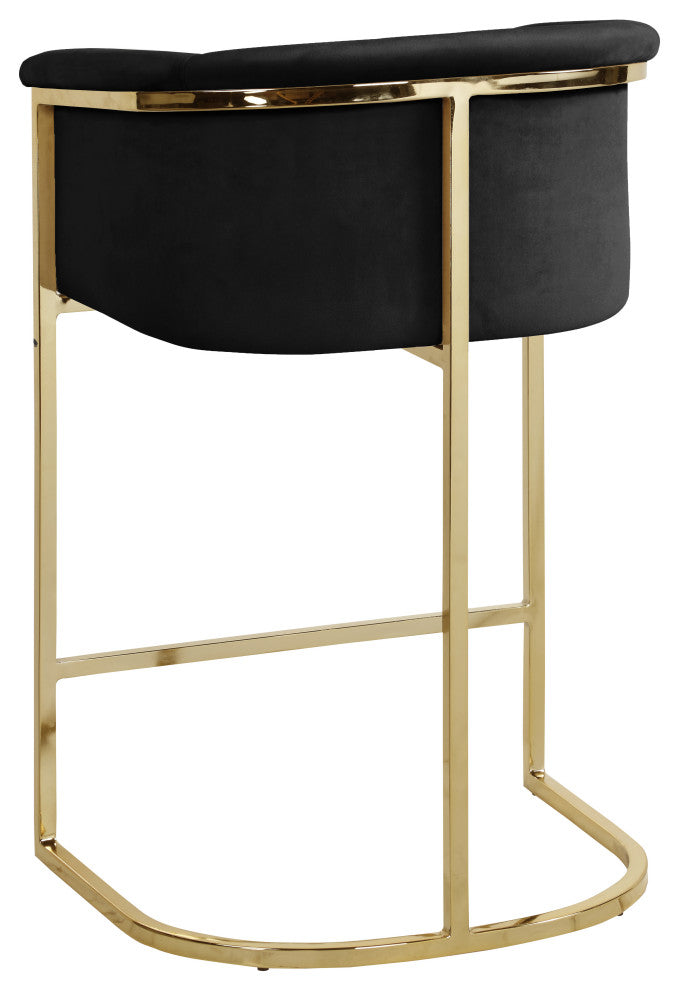 Donatella Velvet Upholstered Stool, Black