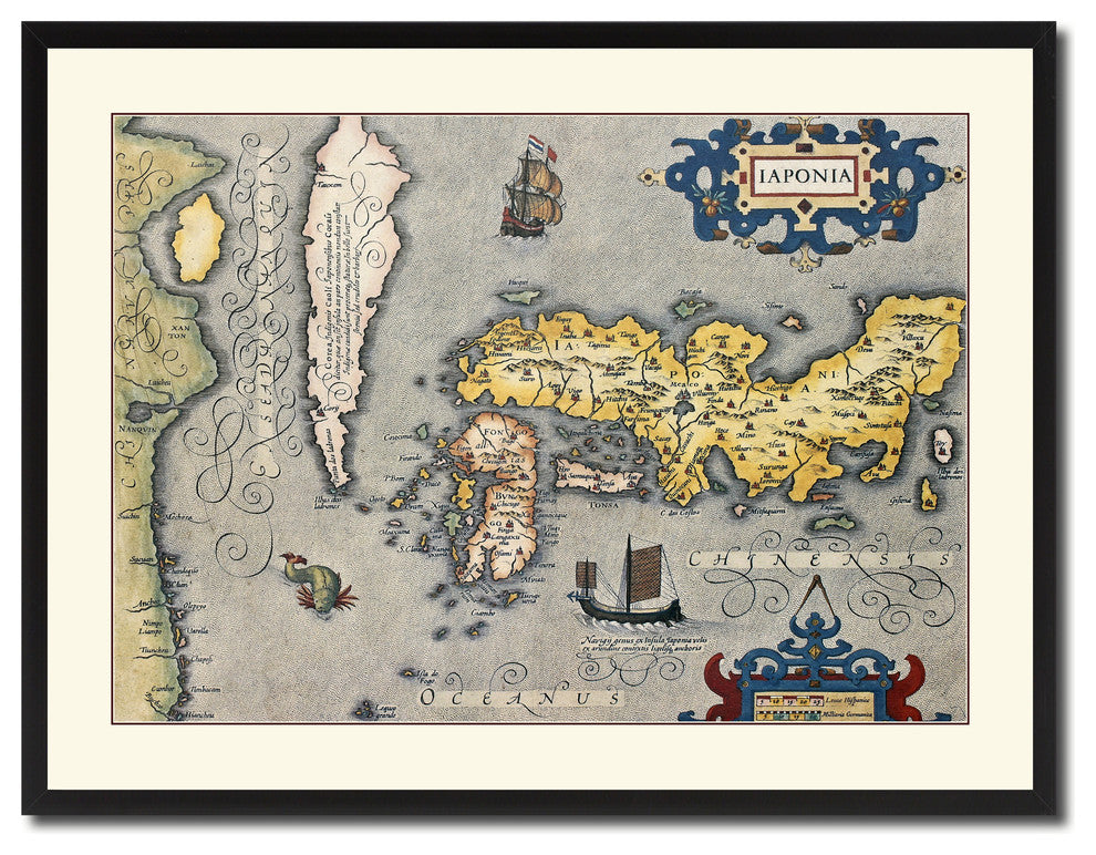 Japan Vintage Antique Map Wall Art, 28"x37"
