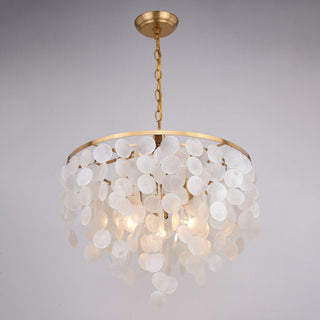 Elsa Capiz Shell 19.75" 3 Light Pendant Natural Brass