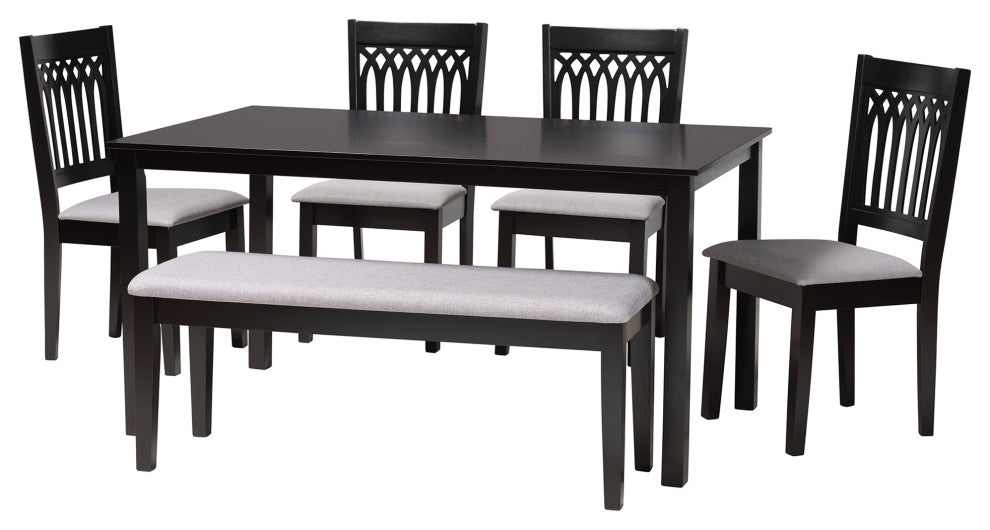 Marsala Modern Collection, Gray/Dark Brown, 6-Piece Dining Set