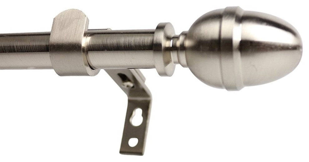 Adjustable Acorn Drapery 5/8" Rod, 48"-84", Brushed Steel