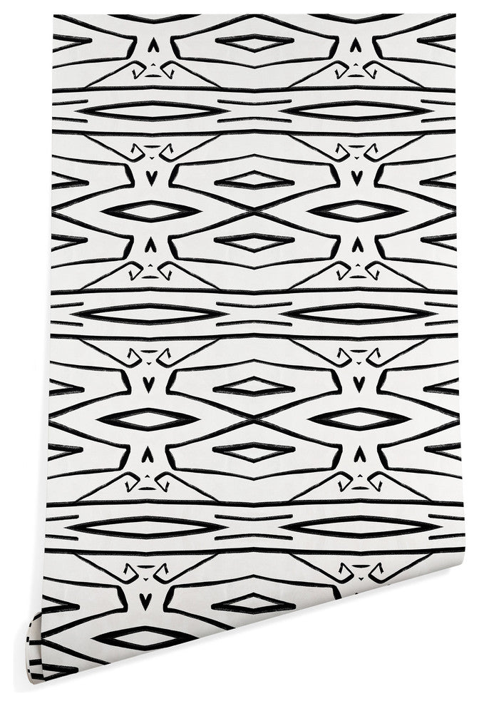 Deny Designs Viviana Gonzalez Modern Improvisation 02 Wallpaper, Black, 2'x10'