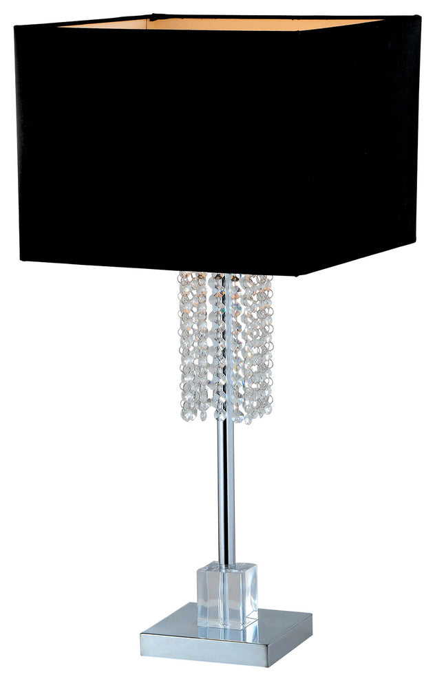 Adelyn 27" Square Modern Chrome and Black Crystal Table Lamp
