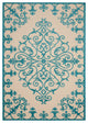 5' X 8' Aqua Damask Indoor Outdoor Area Rug
