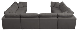 Plush Velvet / Down Standard Comfort 8-Piece U-Shaped Modular Sectional, Grey
