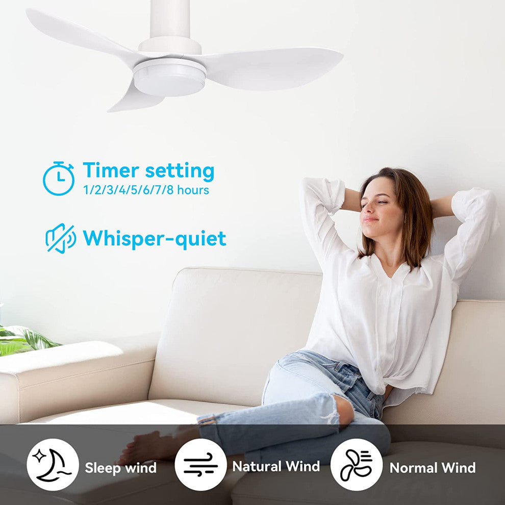 Carro 36" 3 Blade Flush Mount Ceiling Fan with Dimmable LED Light and Remote