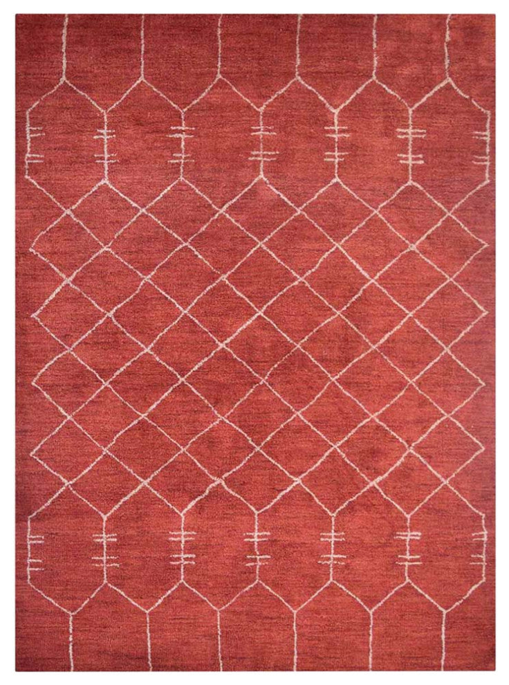HAND KNOTTED LOOM SILK ECO-FRIENDLY RUGS-6'x9',Rectangle,Red Beige,Contemporary