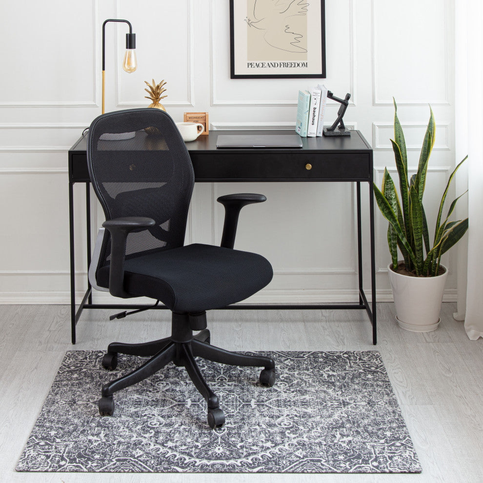 40" x 54" La Cienega Black and White 1/4" Rug'd Chair Mat
