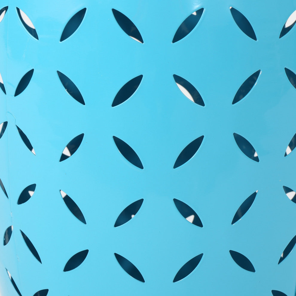 GDF Studio Joyce Lace Cut Iron Accent Table, Blue