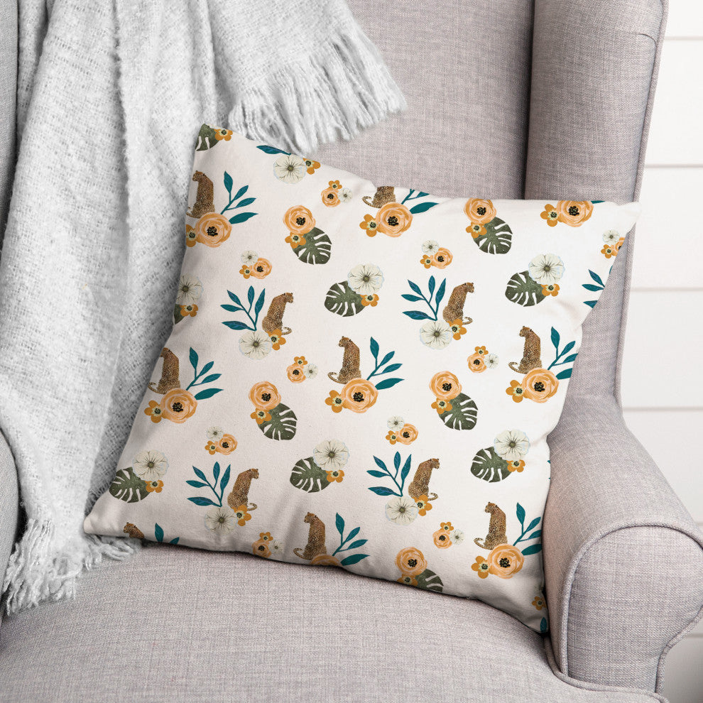 Tropical Jag White 18x18 Spun Poly Pillow