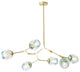 8-Light Adjustable Colorful Glass Shades Chandelier Pendant,Clear Glass Shades, Blue, 6light