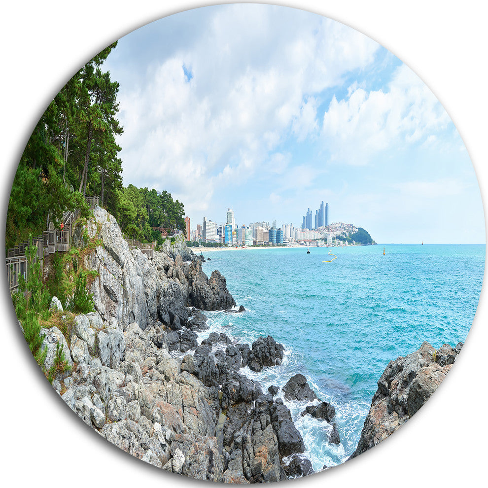 Pathway Along The Coast Of Dogbane, Landscape Disc Metal Wall Art, 23"