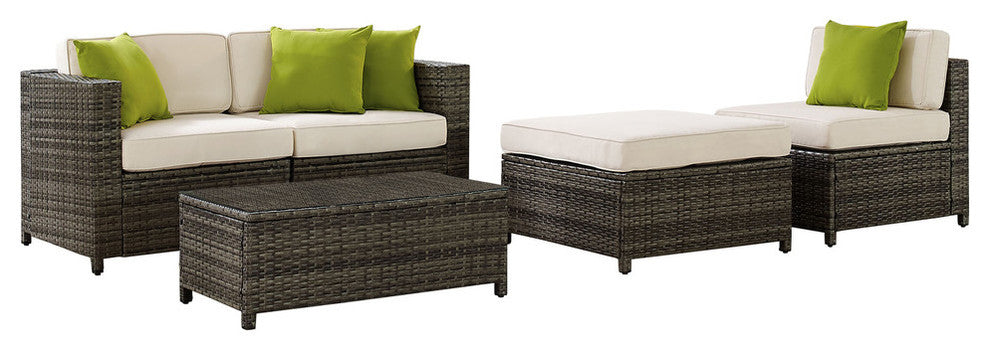 Sea Island 5-Piece Wicker Conversational Set, Gray