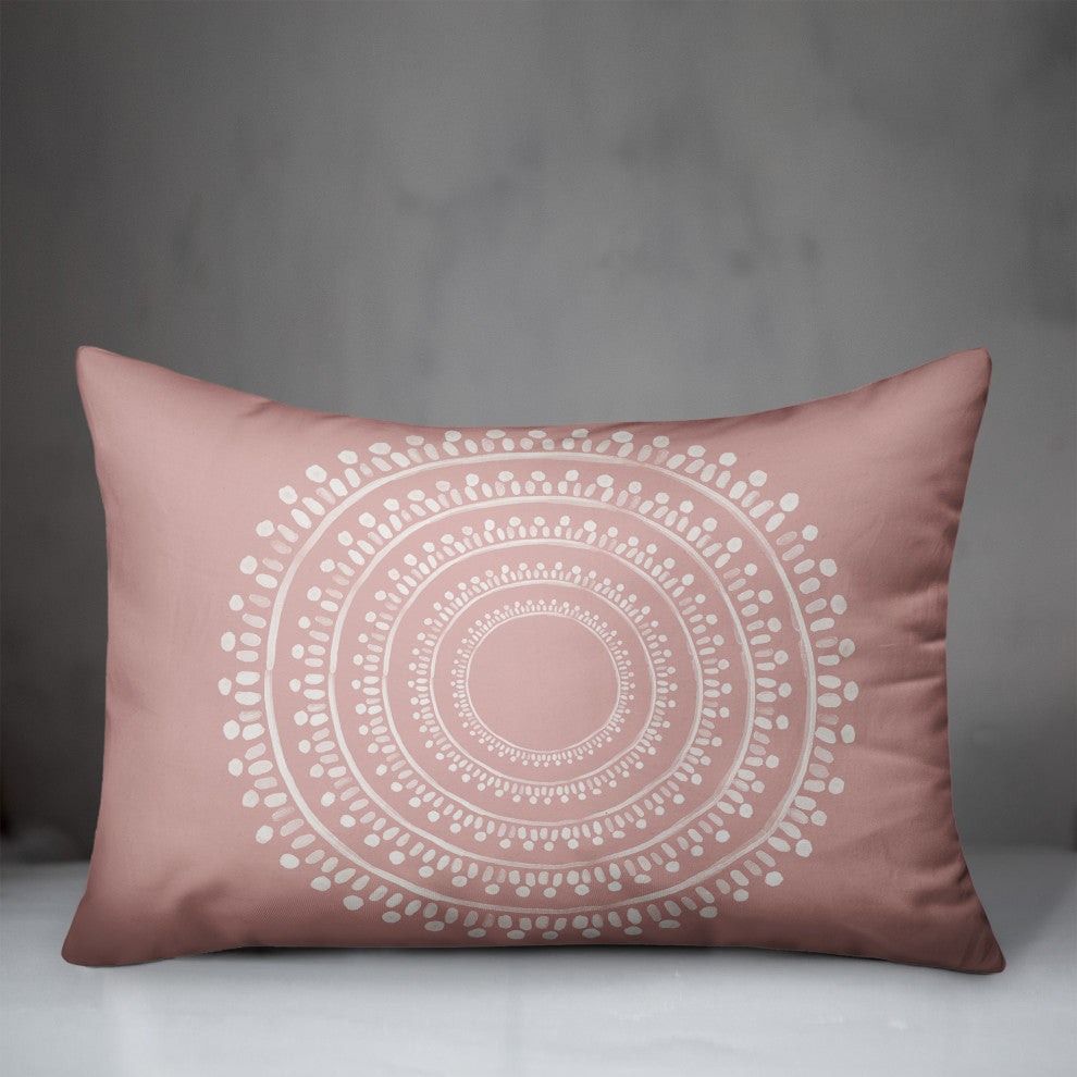 Centered Pink Boho Circle 20x14 Spun Poly Pillow