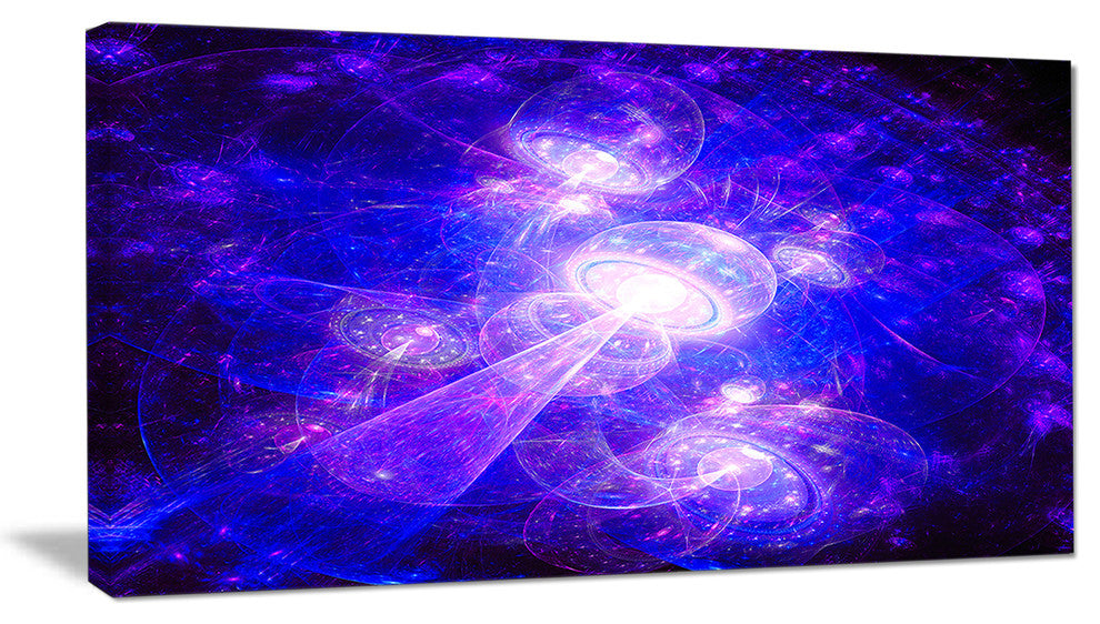Bright Blue Fractal Space Theme, Abstract Canvas Art Print, 32x16