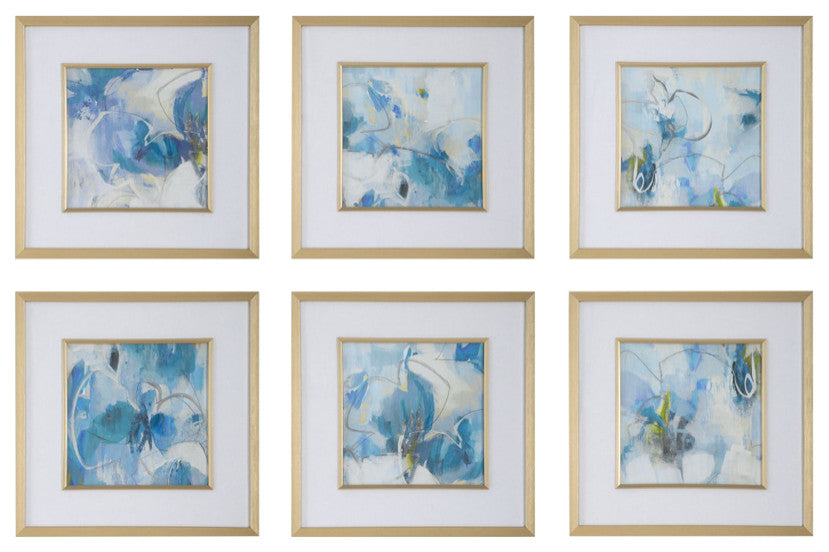 Uttermost Fresh Start Blue Abstract Prints, S/6