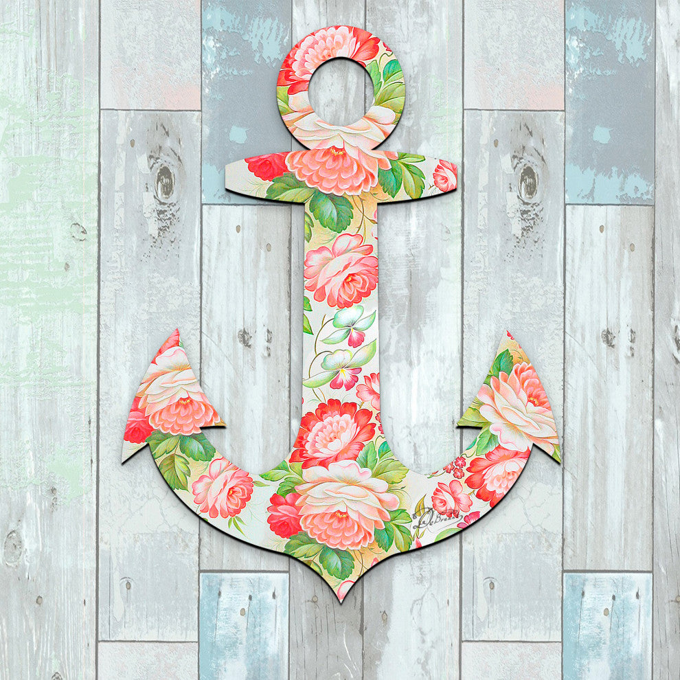 Vintage Floral Anchor Wreath