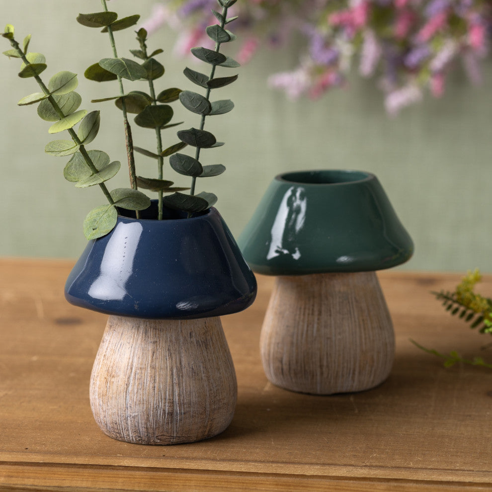 Garden Mushroom Planter, 2-Piece Set